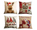 4 Pieces Cushion Cover Merry Christmas Decorative Cushion Cover Winter Gnomes Elk Christmas