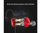 Z802 4-Core Dual Moving Coil HiFi In-Ear Wired Earphone Sports Bass Headset Blue