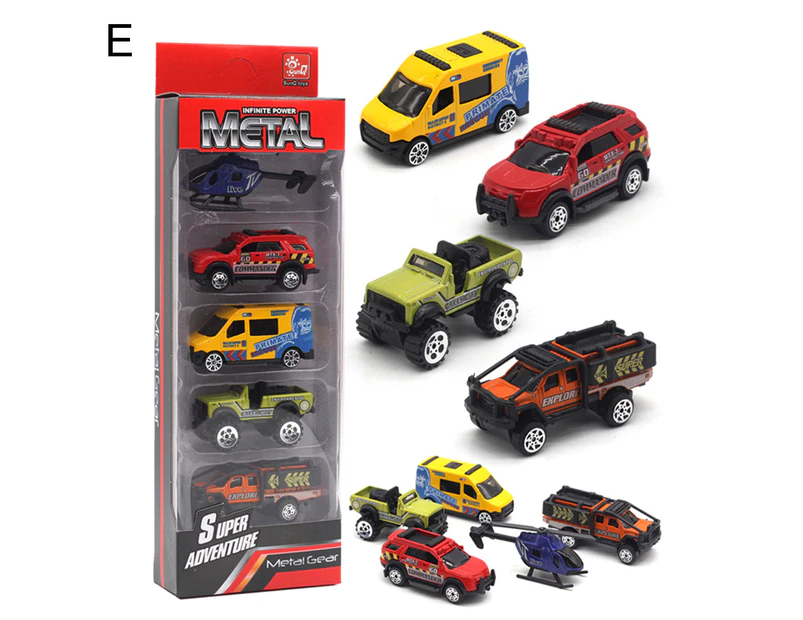 5Pcs 1/64 Diecast Alloy Engineering Racing Military Car Vehicle Model Kids Toy E