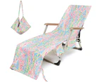 Beach Chair Towel Chaise Lounge Cover with Pockets Pool Chair Towel for Outdoor Patio Garden-Pink