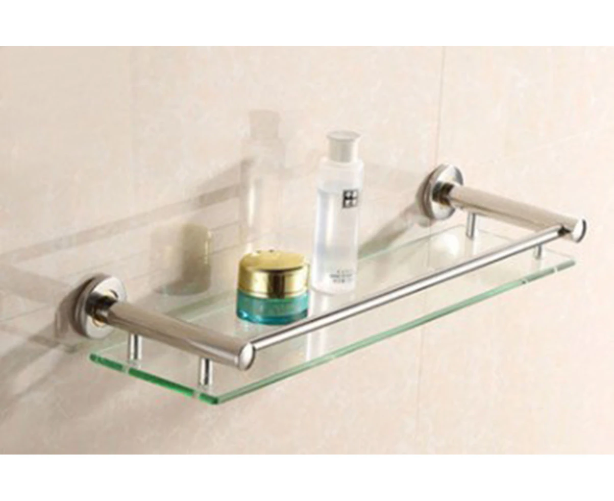 Glass Shelf For The Bathroom - 1 Or 2, Wall Installation, Aluminum, Tempered Glass, Width: 50Cm