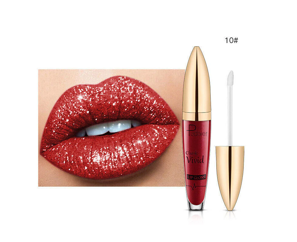 Pudaier Diamond Glitter Liquid Lipstick Long Lasting Matte Velvet Lip Gloss - J