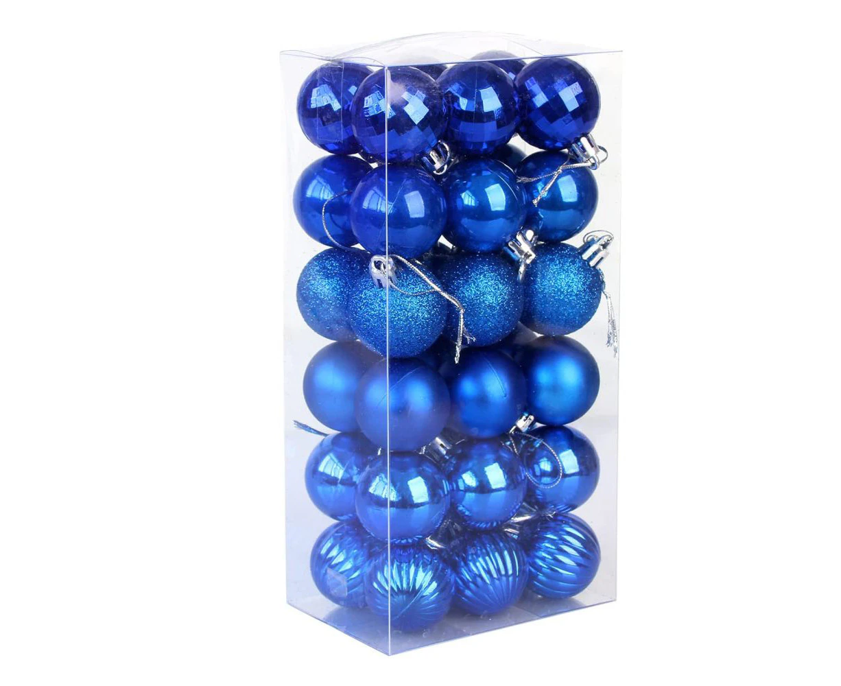 Christmas Baubles, Shatterproof Christmas Baubles, Baubles (Pack Of 36) (4Cm) - Sapphire Christmas Bauble