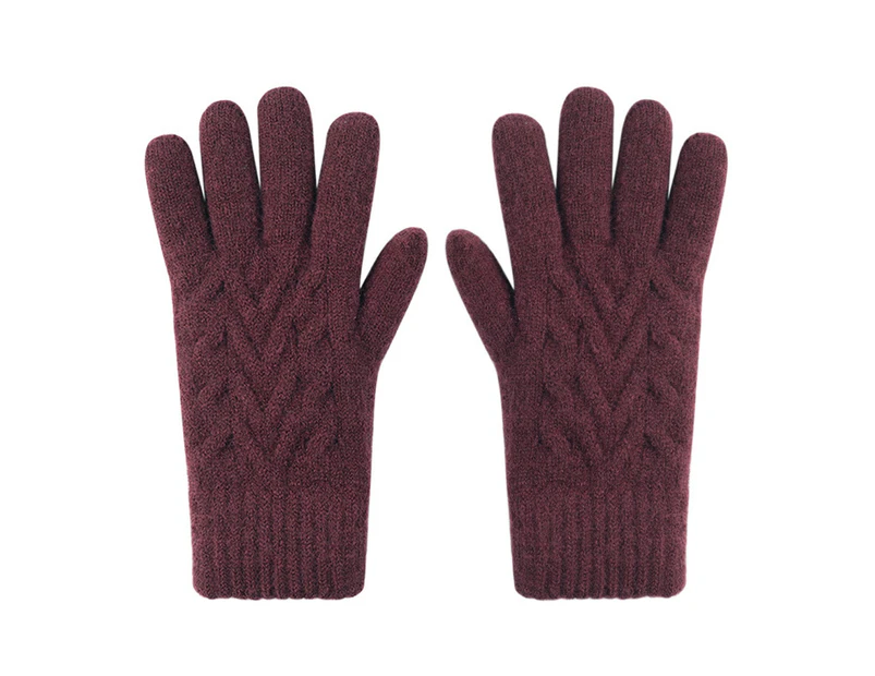 Star Winter Gloves For Women Warm Knit Gloves Touchscreen Girls Gloves,Claret