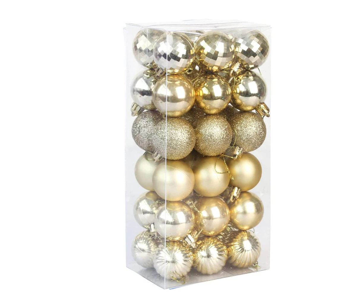 Christmas Baubles, Shatterproof Christmas Baubles, Baubles (Pack Of 36) (4Cm) - Gold Christmas Bauble