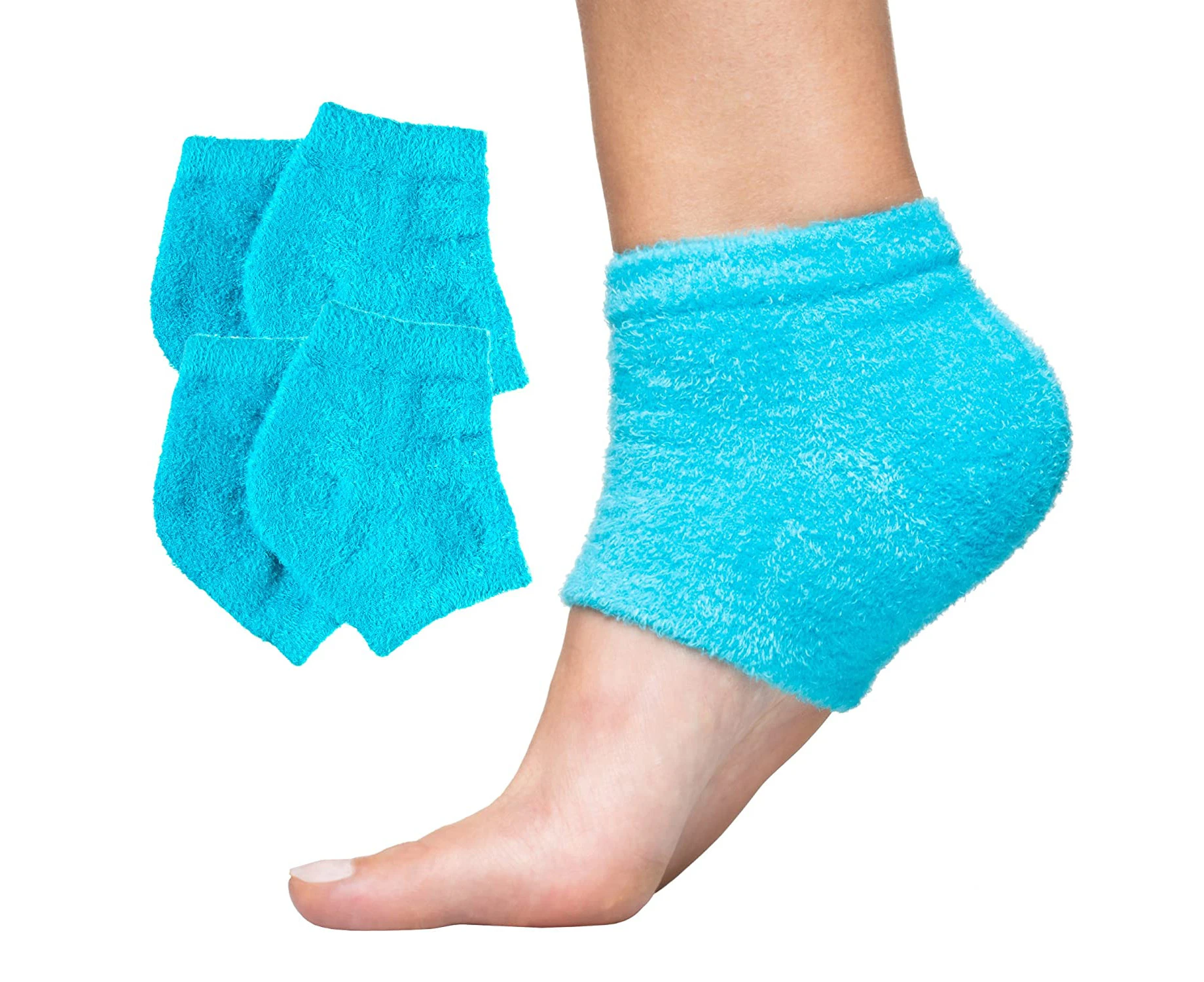 Moisturizing Heel Socks 2 Pairs of Gel Lined Plush No Toe Spa Socks$ Moisturizing Heel Socks Can Heal and Treat Dry, Cracked Heels During Sleep$ -Regular