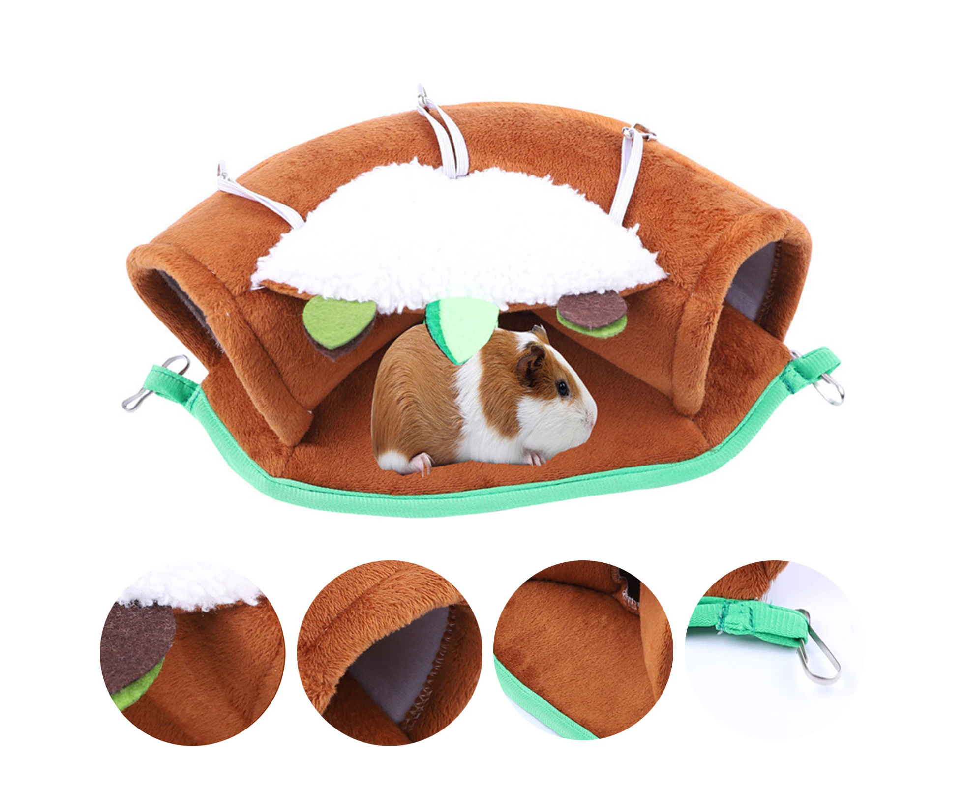 Guinea Pigs Hammock Comfortable Breathable Hideout Tunnel Hamster Ferret Rat Nest Hanging Bed for Small Animal