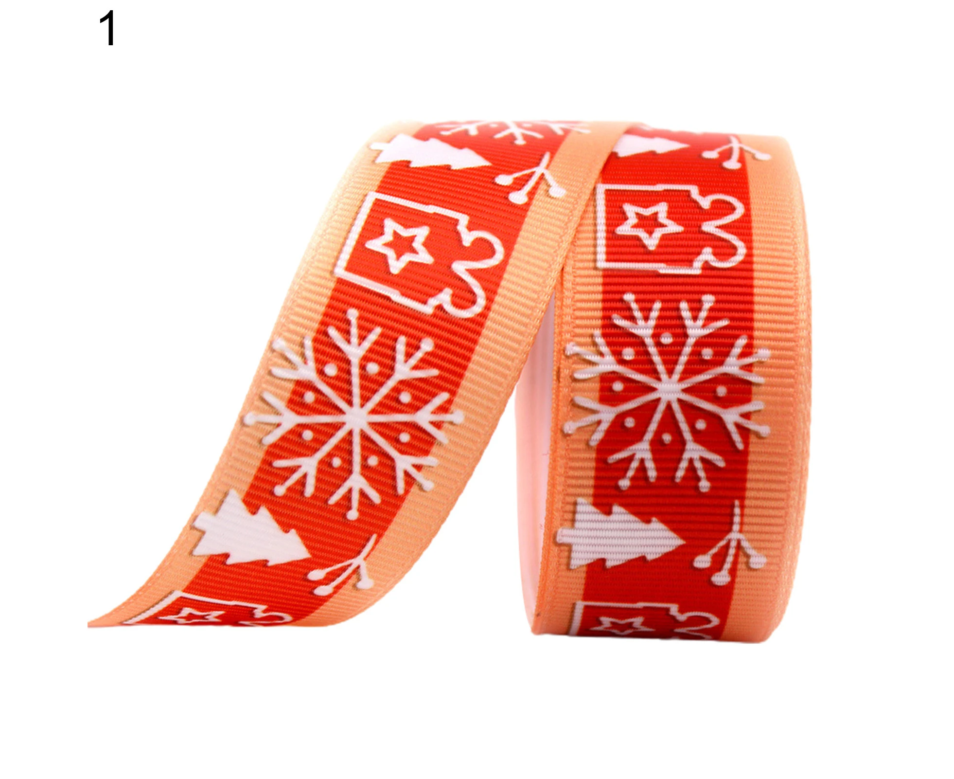 Wrapping Ribbon Christmas Themed Decorative Snowflake Christmas Tree Print Ribbon Printed Grosgrain Ribbon for Hair Bow