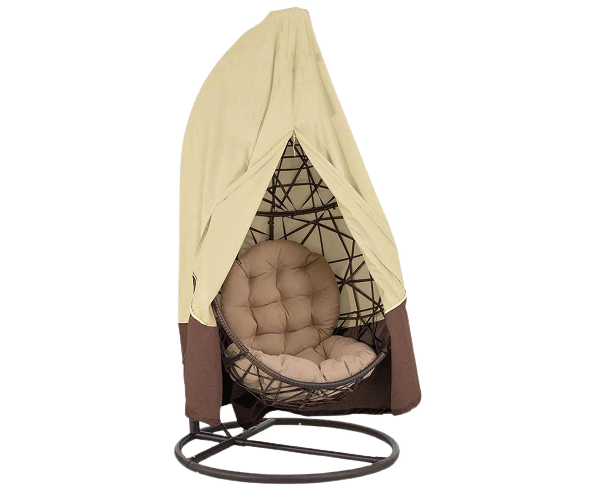 Mbg Hanging Chair Cover Drawstring Closure Waterproof Oxford Cloth Rattan Chair Furniture Protective Cover for Home Yard-Beige Coffee S - Beige Coffee