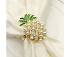 6Pcs Napkin Rings Pineapple Shape Faux Pearl Beaded Restaurant Hotel Table Decor-Silver