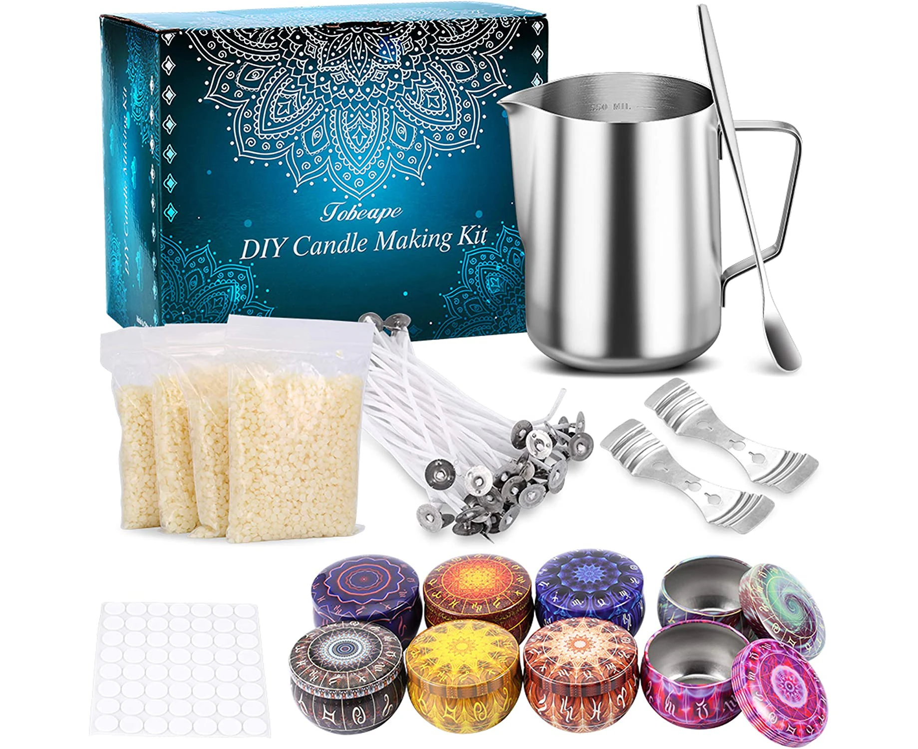 Candle making kit DIY candle craft tools with candle jars candle making watering pot and spoons candle wicks wicks stickers candle wicks holders