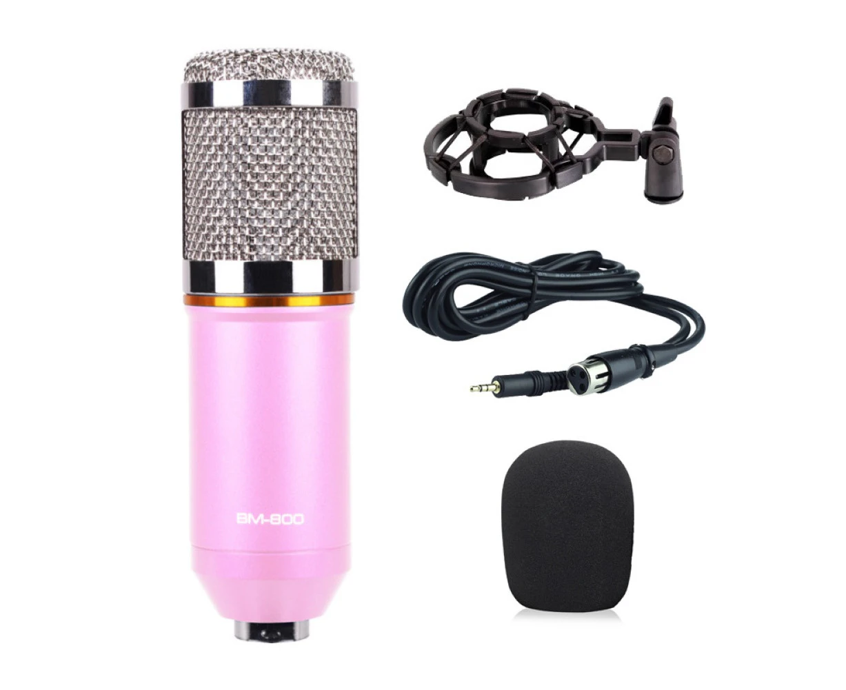 BM800 Condenser Studio Broadcasting Singing Microphone Podcast Recording Mic-Pink