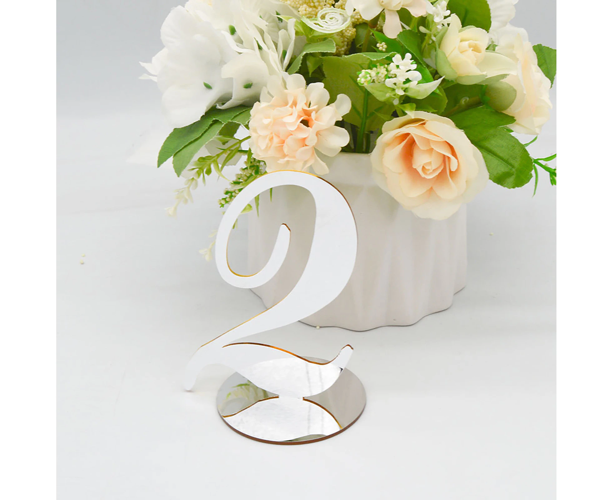 Seat Number Card Glossy Add Atmospheres Mirror Surface Standing Wedding Golden Table Number Feast Supplies - Silver 2