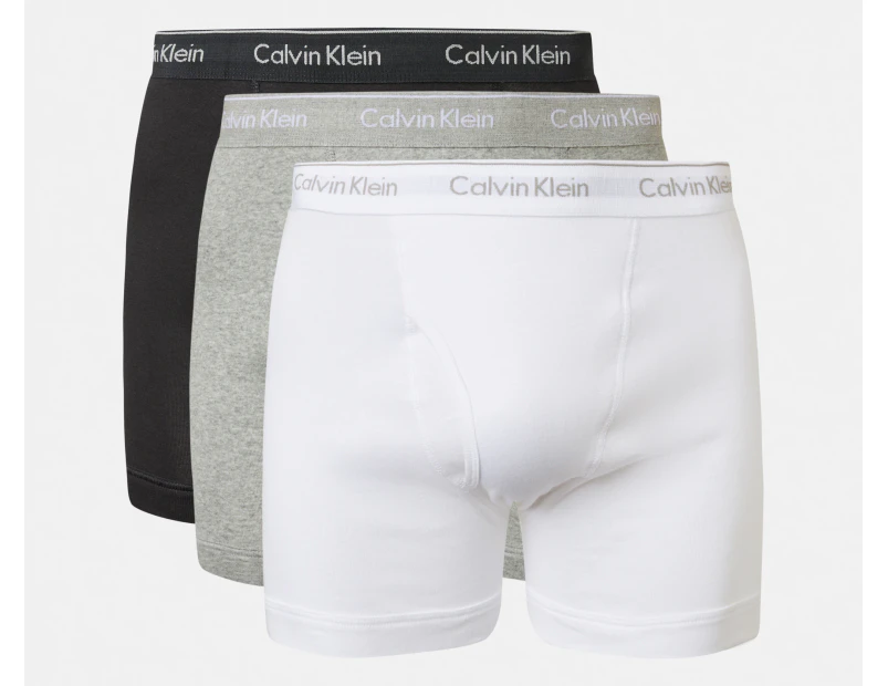 Calvin Klein Men's 100% Cotton Boxer Briefs 3-Pack - Black/Grey/White