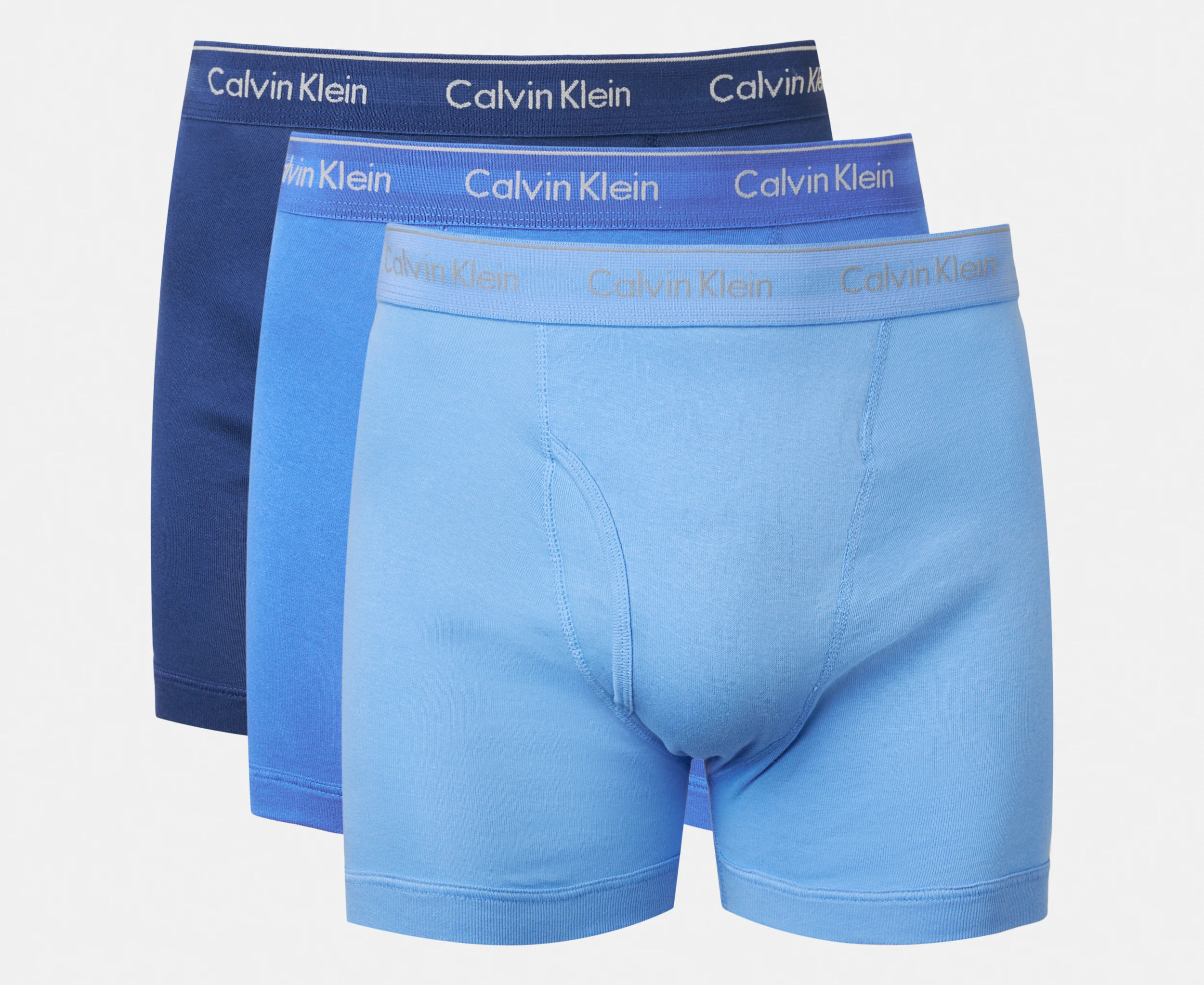 Calvin Klein Men's 100% Cotton Boxer Briefs 3-Pack - Dark Blue/Blue/Light Blue