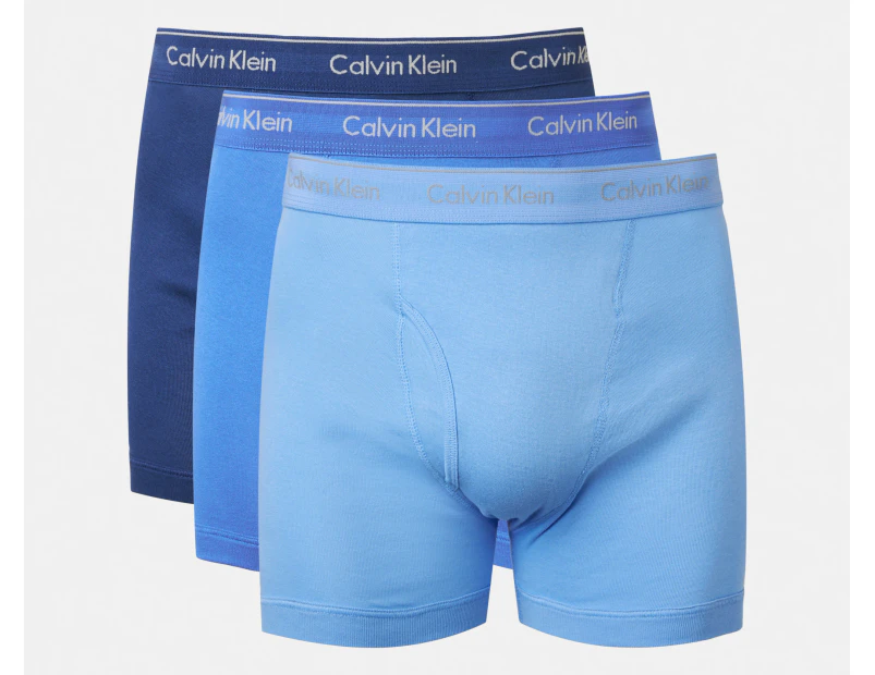 Calvin Klein Men's 100% Cotton Boxer Briefs 3-Pack - Dark Blue/Blue/Light Blue