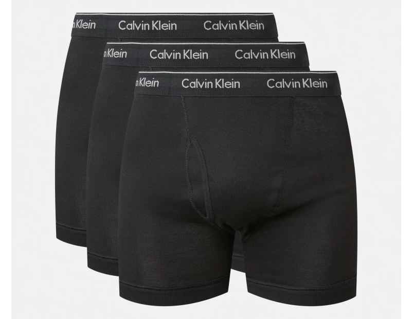 Calvin Klein Men's 100% Cotton Boxer Briefs 3-Pack - Black