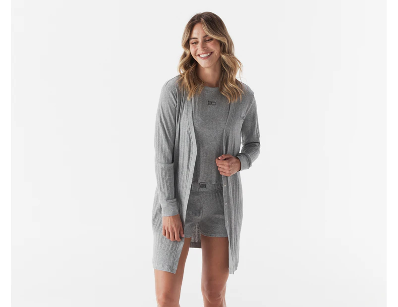 Tommy Hilfiger Women's 3-Piece Tank, Shorts & Cardigan PJ Set - Heather Grey