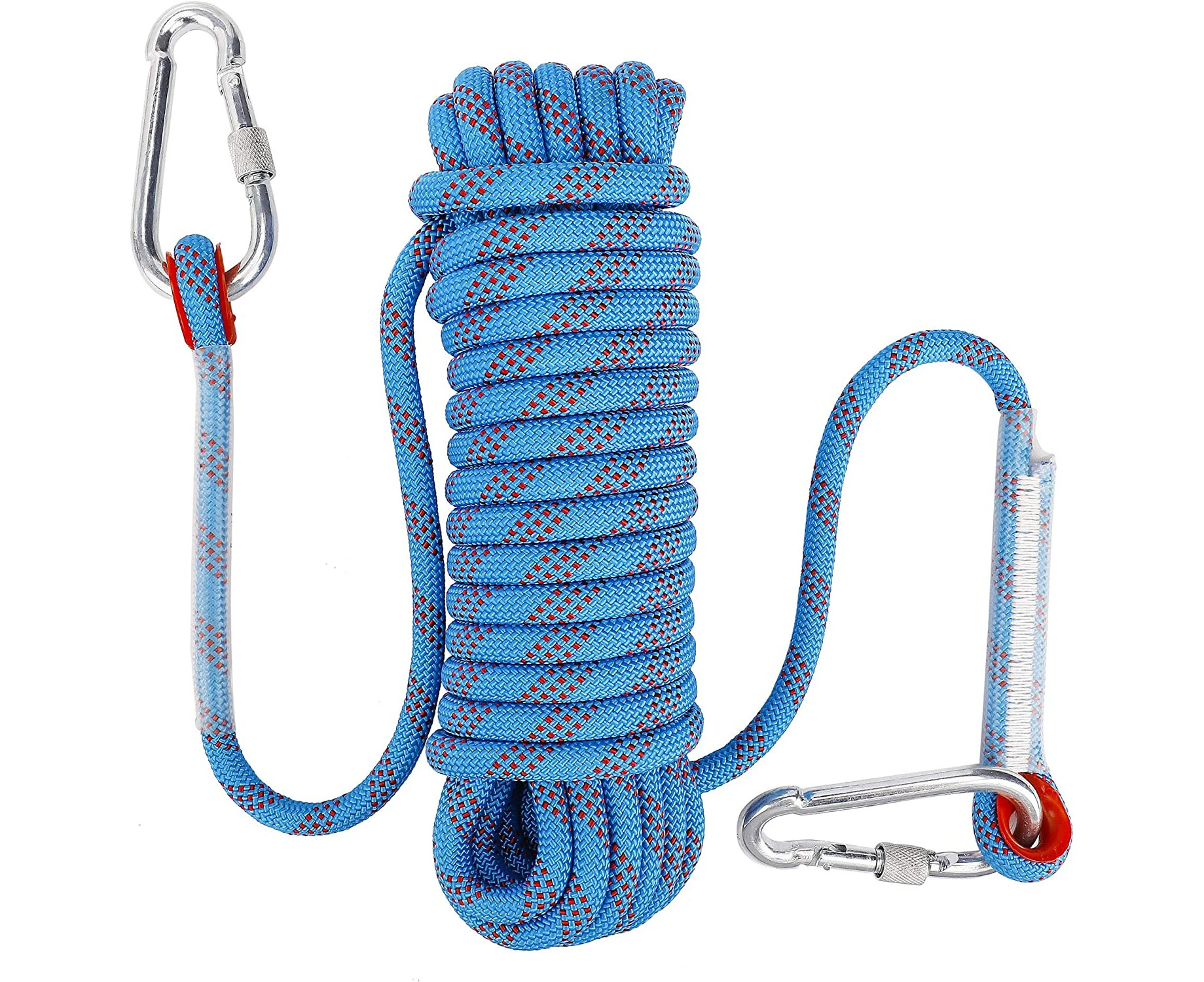 Climbing Rope with Static Safety Carabiner 10mm Polyester Rescue Mountaineering Rope for Hiking Mountaineering Mountain 10M