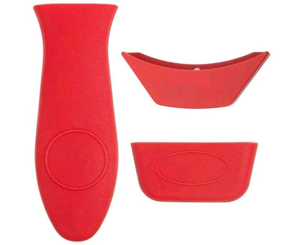 Silicone Heated Grip Holder (3 Pack) Heated Mitts for Cast Iron Pots, Pans, Griddles and Griddles