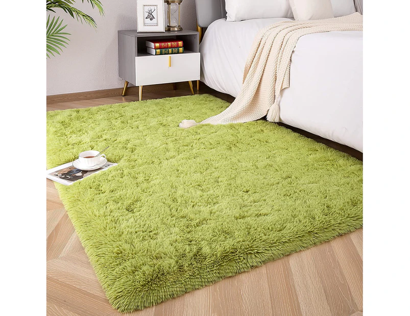 Soft Fluffy Area Rugs for Bedroom Kids Room Plush Shaggy Nursery Rug Furry Throw Carpets for Boys Girls -1.3 x 2 Feet Green Grass