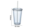 Double Wall Tumbler with And Straw, Plastic Tumbler Cups, Reusable Iced Coffee Tumblers, Clear Tumblers White