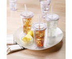 Double Wall Tumbler with And Straw, Plastic Tumbler Cups, Reusable Iced Coffee Tumblers, Clear Tumblers White