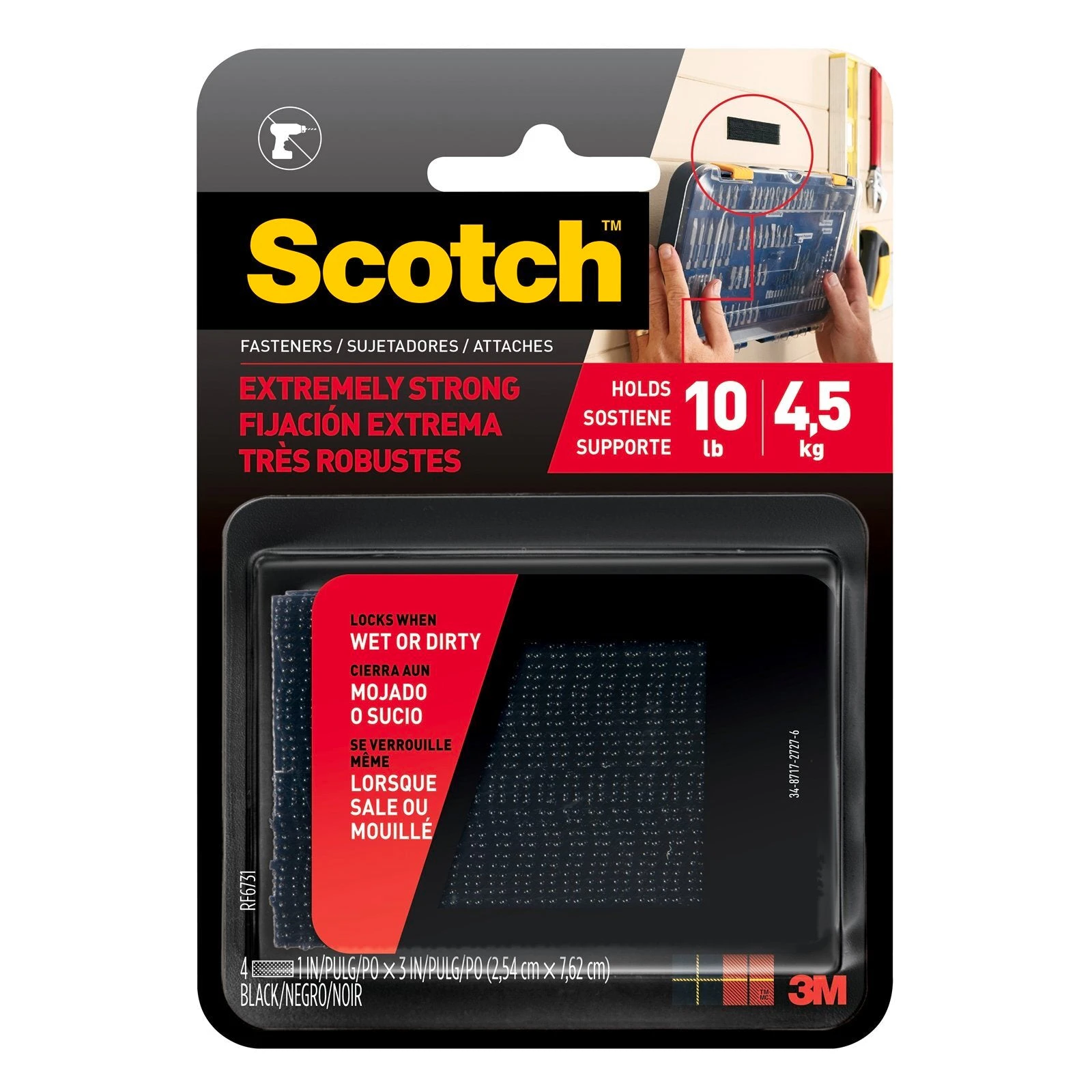 3M 70006920998 Scotch Fastener - Black Extreme RF6731 - 25x76mm Pkt/2 [70006920998]