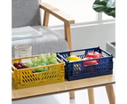 Sunshine Storage Basket Folding Large Capacity Load Bearing Collapsible Plastic Storage Crate Box for Kitchen-Blue XL