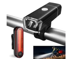 Bike Bicycle Cycling USB Rechargeable Front Headlight Taillight LED Light Set-Black+Red