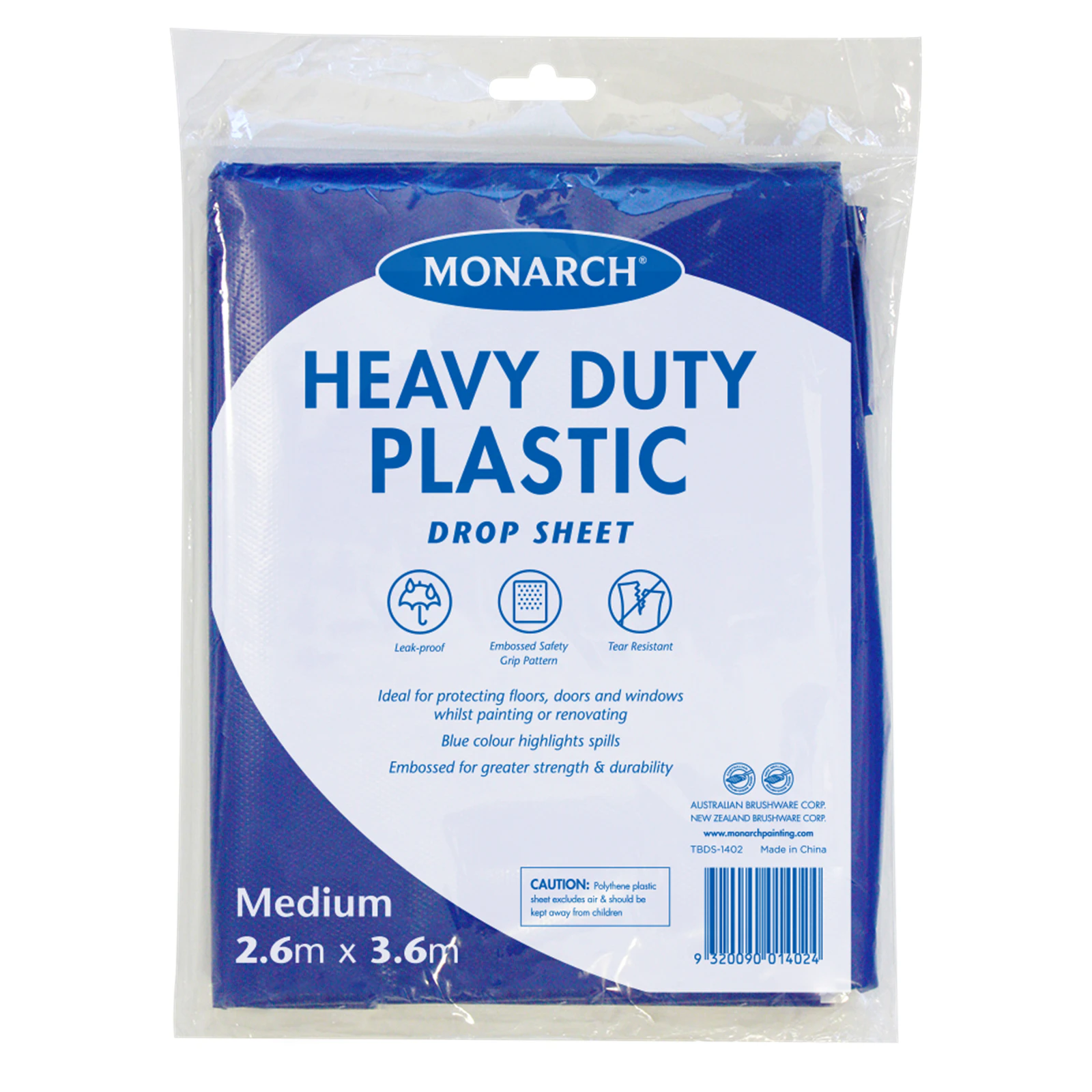 Monarch 2.6 x 3.6m Blue Plastic Drop Sheet