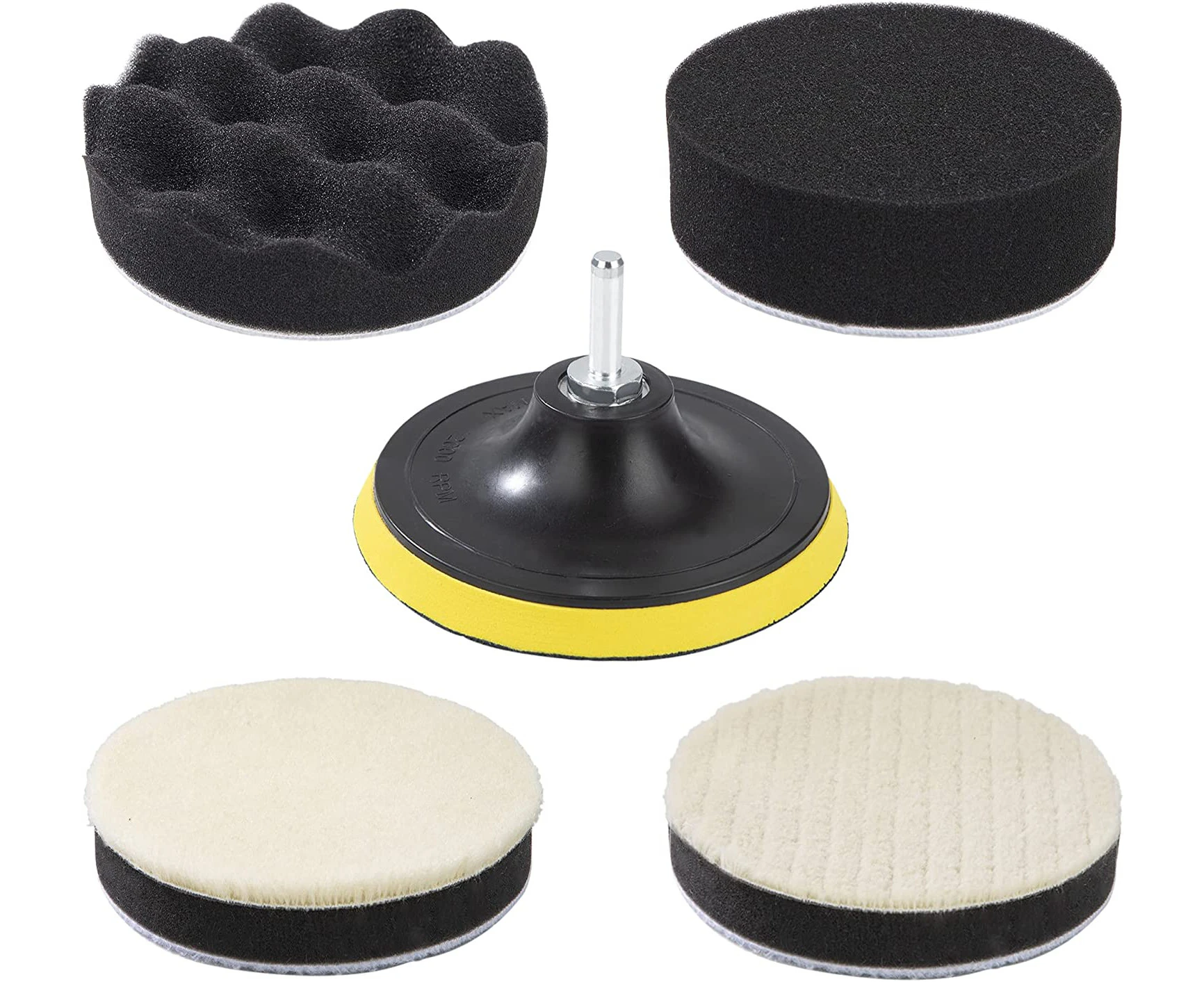 Polishing Sponge Kit, Polishing Pads with Drill Adapter, 125mm/5 Inch, Buffing Disc, Compound Automotive Polishing Pads for Car, Polisher and Waxer