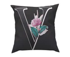 Pillow Cover Soft Texture Easy Care Polyester Floral Letter Printed Cushion Throw Case Furniture Accessories