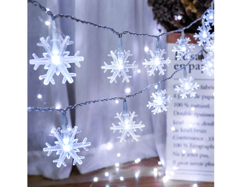 2PCS-snowflake light string-Snowflake Christmas Fairy Lights 6 meters 40 lights-white light