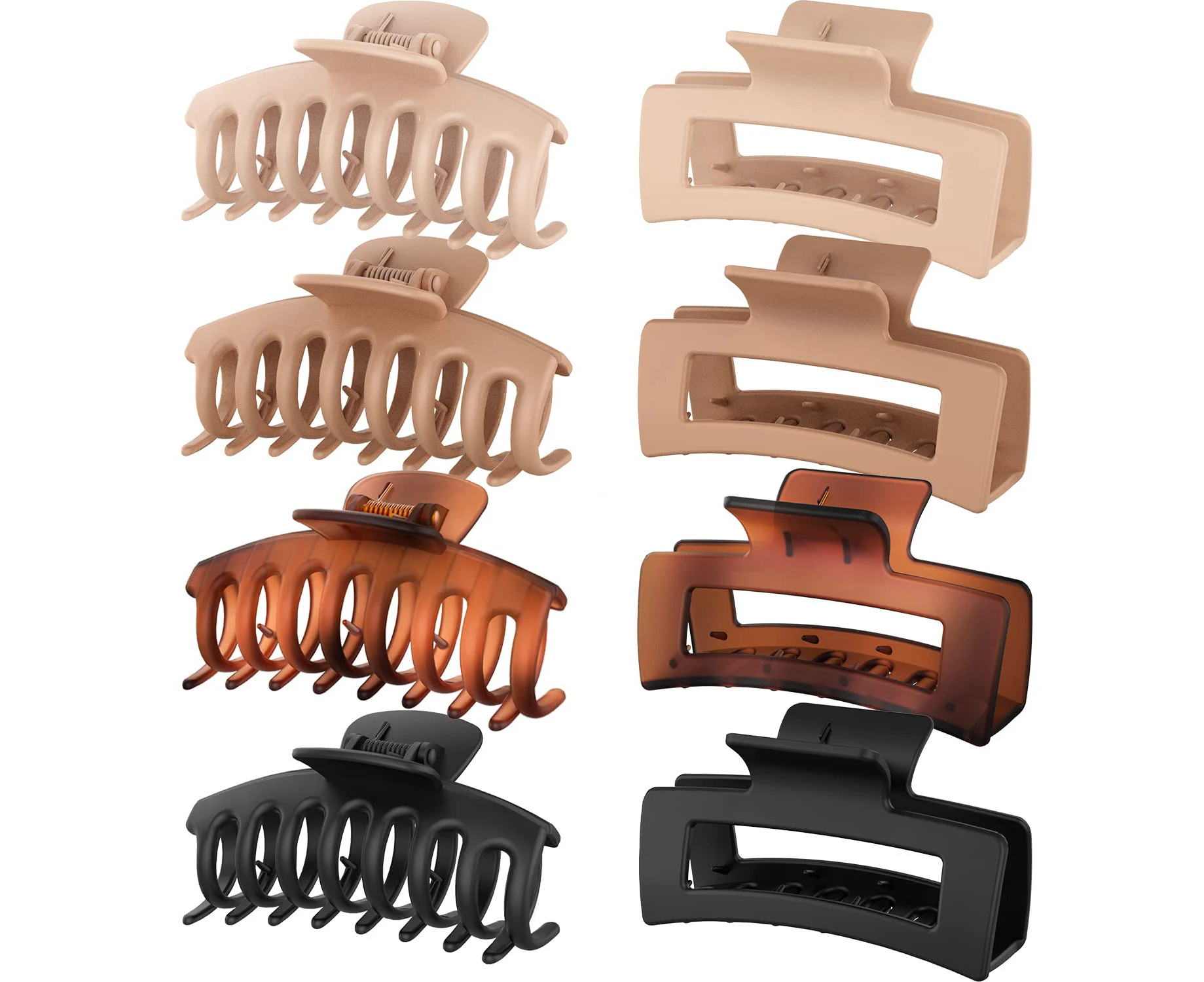 Large Hair Claw Clips for Thick Hair, 8 Pack 4.3" Hair Clips for Women & Girls, 2 Styles Strong Hold Matte Claw Hair Clips, 90s Jaw Clips