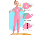 Girls Wetsuit Kids Thermal Swimsuit 2.5mm Neoprene Rash Guard Children One Piece Swimwear Sun Protection Diving Snorkeling Suit Pink