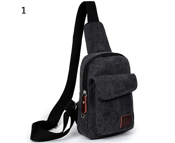 Men Canvas Satchel Casual Cross Body Handbag Messenger Shoulder Bag - Black