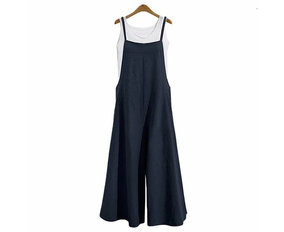 New Fashion Summer Ladies Casual Jumpsuit Long Suspender Overalls Bib Pants,Black,L