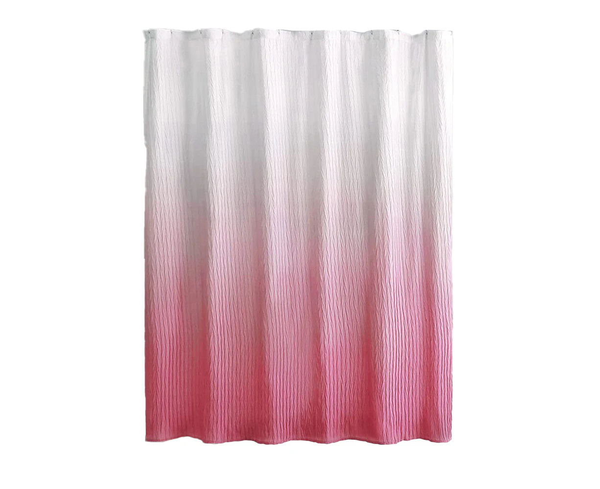 Gradual solid color pleated shower curtain polyester suit printing waterproof shower curtain 180*180cm-pink