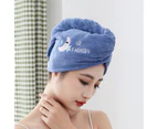 Hair Towel Super Absorbent Soft Coral Fleece Adults Women Cartoon Microfiber Towel for Household-Dark Blue Coral Fleece