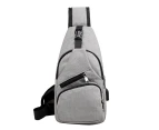 Casual Men Outdoor Crossbody Shoulder Chest Pouch Sling Bag with USB Charge Port - Grey