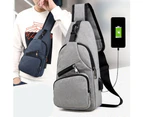 Casual Men Outdoor Crossbody Shoulder Chest Pouch Sling Bag with USB Charge Port - Grey