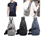 Casual Men Outdoor Crossbody Shoulder Chest Pouch Sling Bag with USB Charge Port - Grey