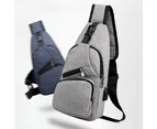 Casual Men Outdoor Crossbody Shoulder Chest Pouch Sling Bag with USB Charge Port - Grey