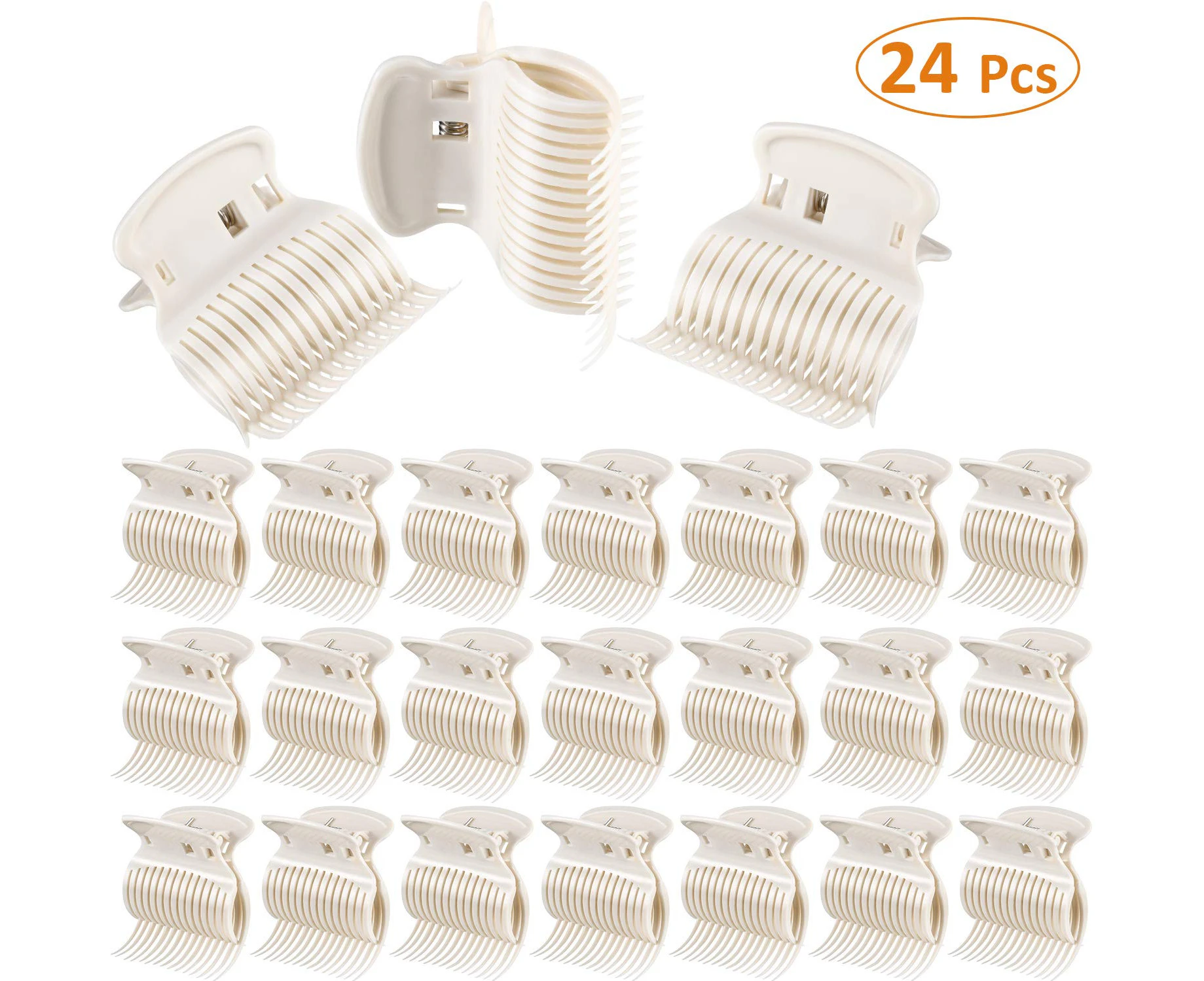 Hot Roller Clips Hair Curler Claw Clips Plastic Hair Rollers for Small, Medium, Large and Jumbo Hair Rollers (24 Packs, Style C)