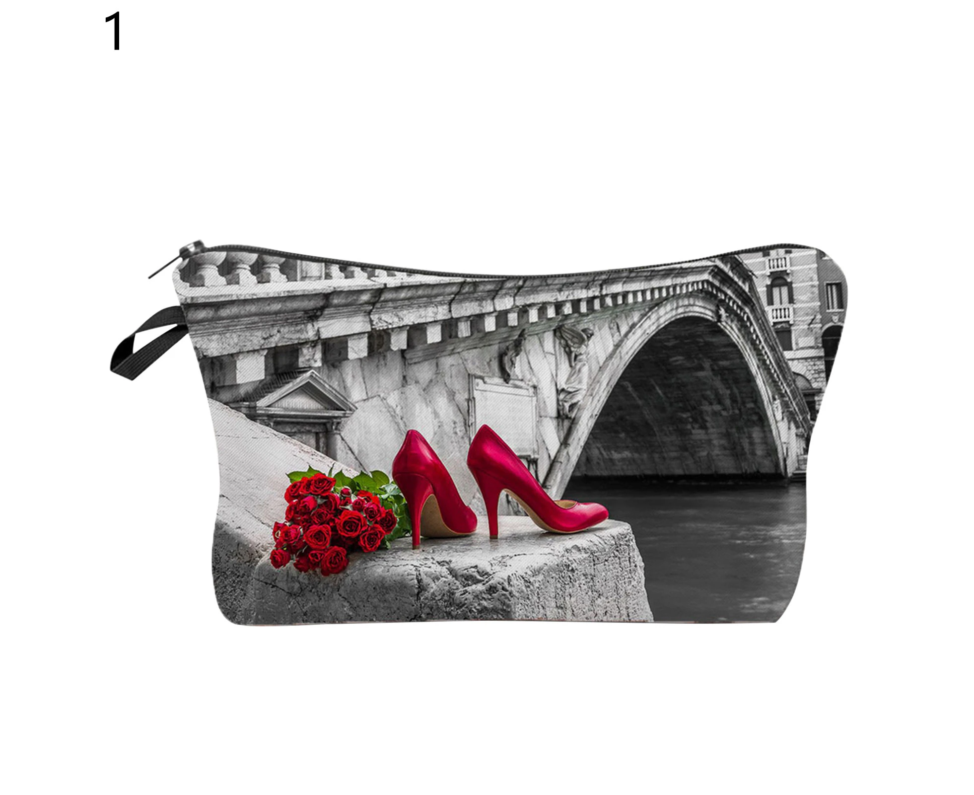 Cosmetic Bag High Heeled Shoes Pattern Large Capacity Portable Fashion Appearance Lightweight Toiletry Bags for Vacation