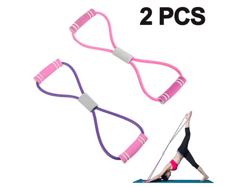 Home Gym Toner Yoga Resistance Bands Expander Stretch Rope 8 Shaped Resistant Exercise Bands Fitness Bands Rubber Tension Rope 2 Piece