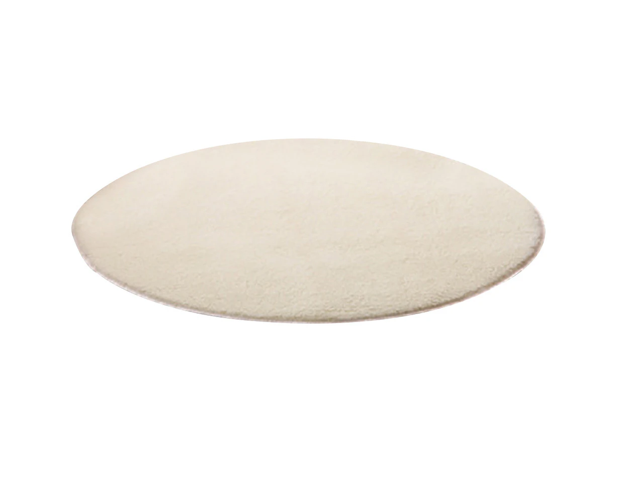 120cm Round Fluffy Soft Rug Anti-Slip Floor Mat Carpet Cushion Bedroom Decor Beige White