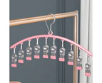 Laundry Drying Rack Clothes Hanger Clothespins Indoor Space Saver Hanging Clothing Organizer Mitten Sock Hangers pink