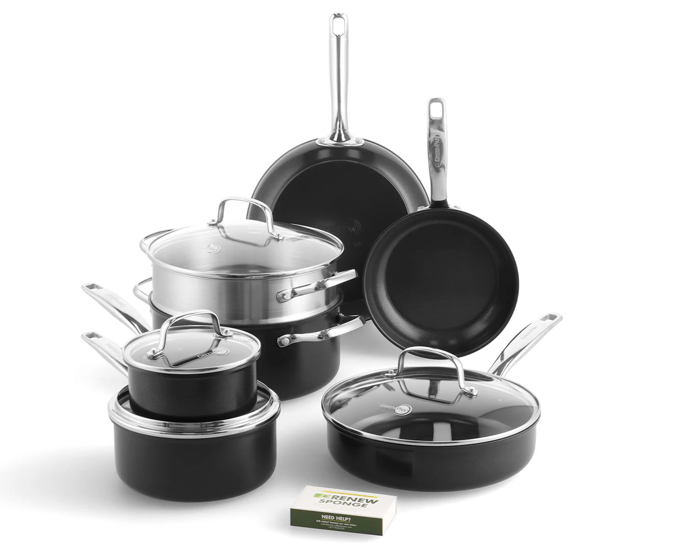 GreenLife 11-Piece Chatham Non Stick Cookware Set - Black